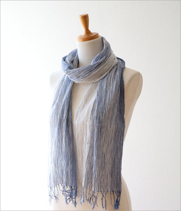 無地グラデーションショール(ブルー)(5)