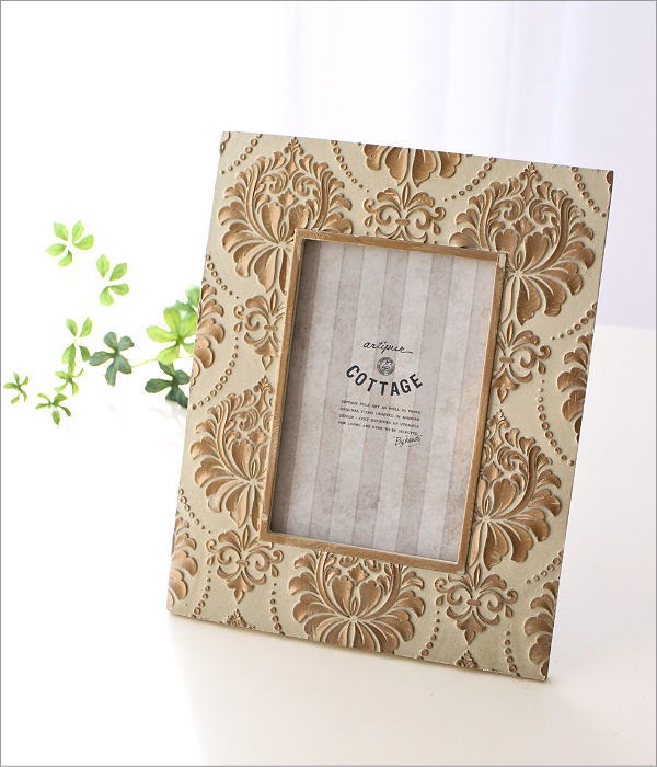 アンティークなフォトフレーム アイボリー L(1)