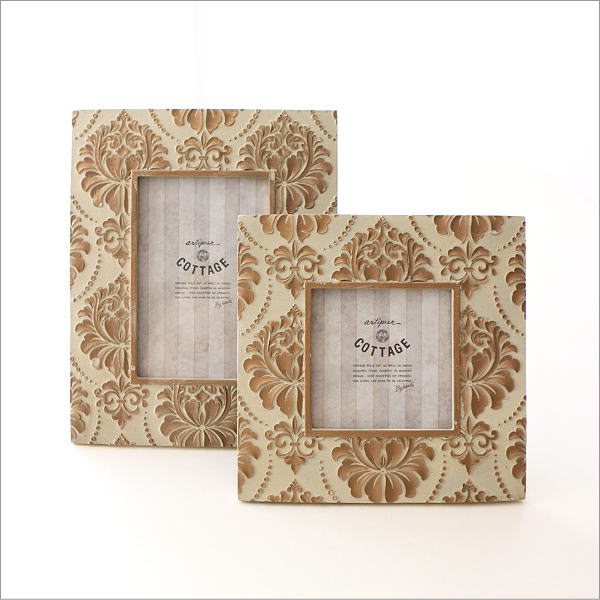 アンティークなフォトフレーム アイボリー L(5)