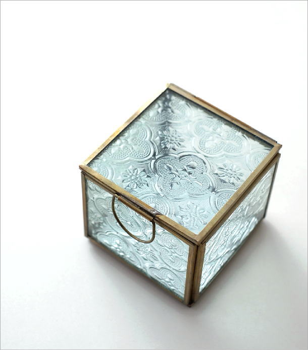 真鍮＆エンボスガラスケース キューブ(1)