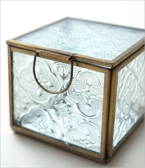真鍮＆エンボスガラスケース キューブ(3)