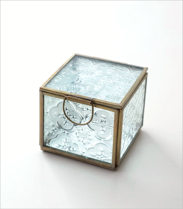 真鍮＆エンボスガラスケース キューブ(5)