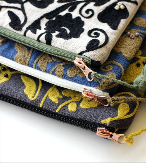 刺繍コットンポーチ 3カラー(2)