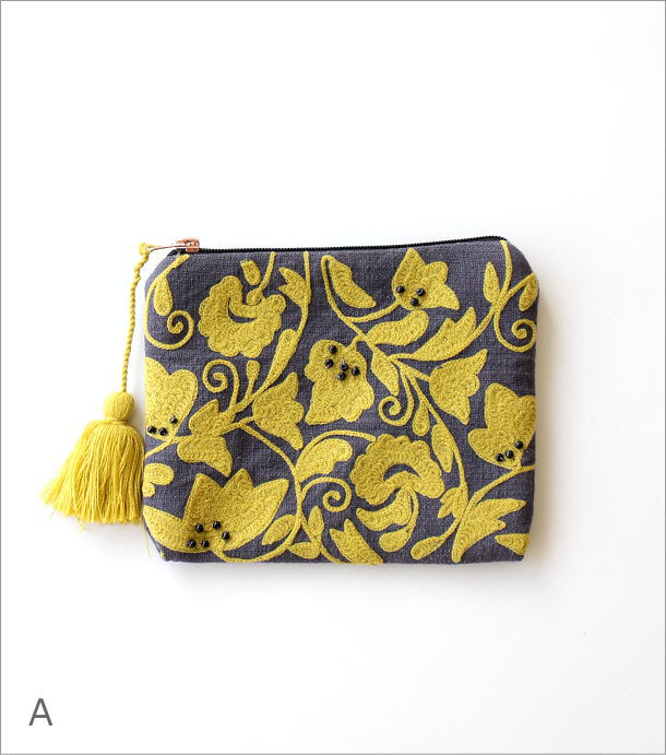 刺繍コットンポーチ 3カラー(5)