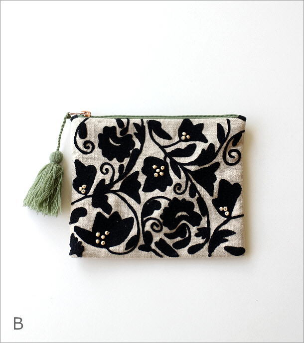 刺繍コットンポーチ 3カラー(6)