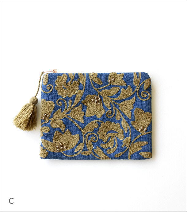 刺繍コットンポーチ 3カラー(7)