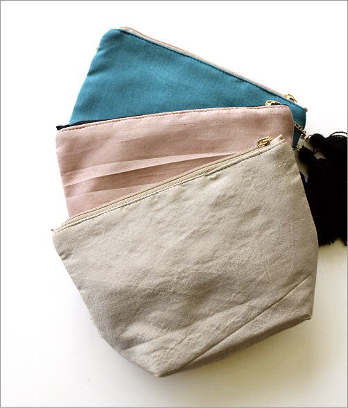 タッセル付きビーズ刺繍マチ付きポーチ 3タイプ(4)