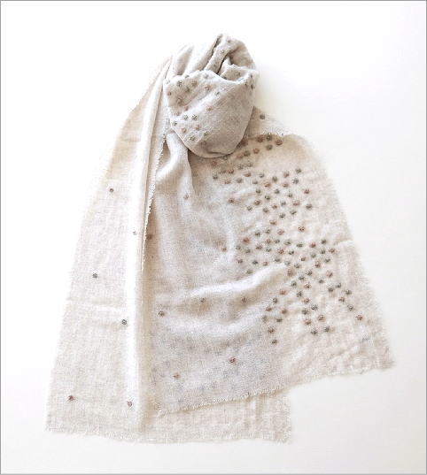 ウールコットンドット刺繍ミニショール(2)