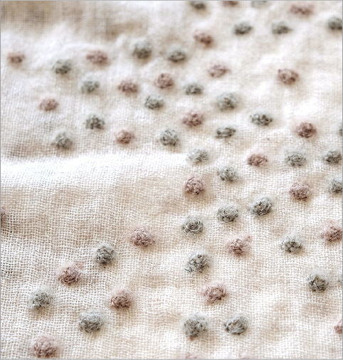 ウールコットンドット刺繍ミニショール(3)