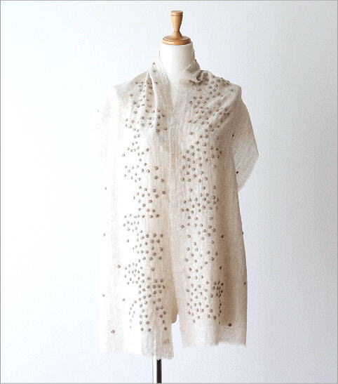 ウールコットンドット刺繍ミニショール(4)
