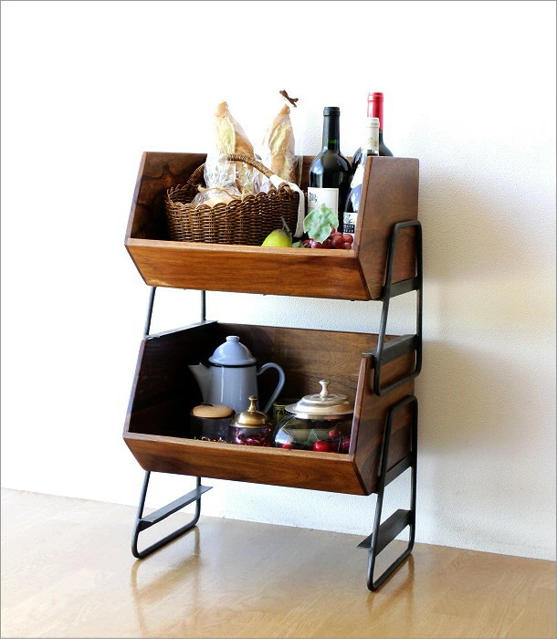 収納ボックス スタッキング おしゃれ 木製 アイアン 天然木 積み重ね