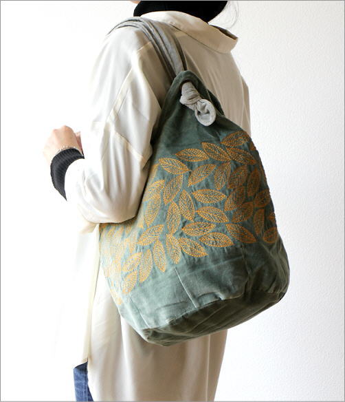 コットンベロア刺繍バッグ 2カラー(5)
