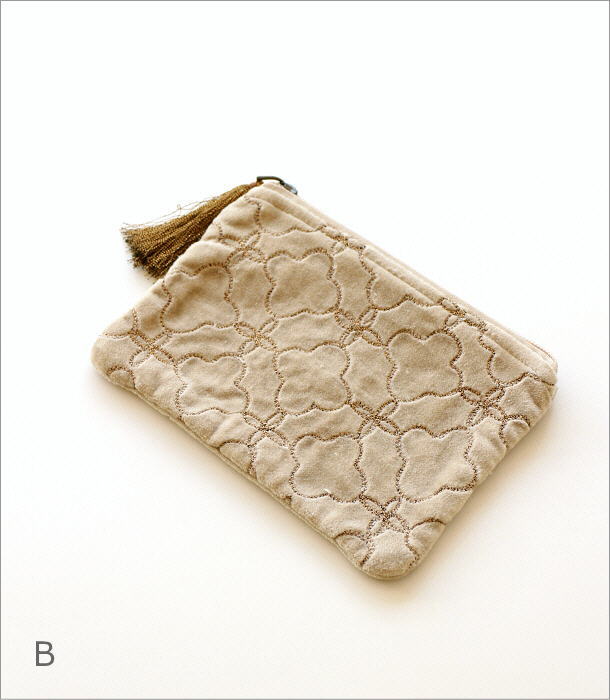 コットンベロア刺繍フラットポーチ 5タイプ(5)