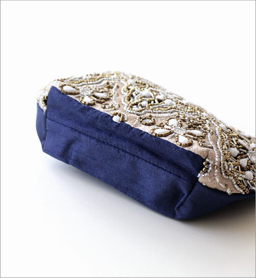 ビーズ刺繍マチ付きポーチC 2カラー(4)