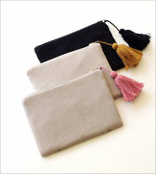 刺繍フラットポーチ 3カラー(4)