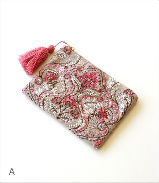 刺繍フラットポーチ 3カラー(5)