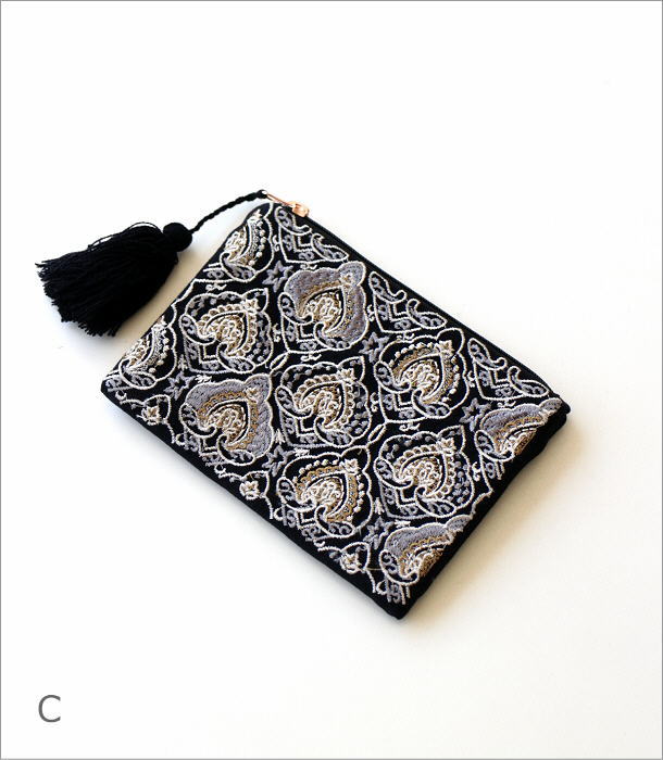 刺繍フラットポーチ 3カラー(7)