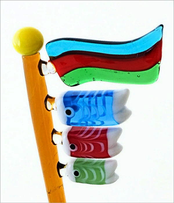 手作硝子の 3連鯉のぼり(2)