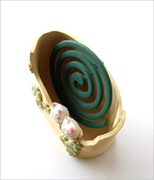 陶器の手作り蚊遣り ネコ線香鉢(3)