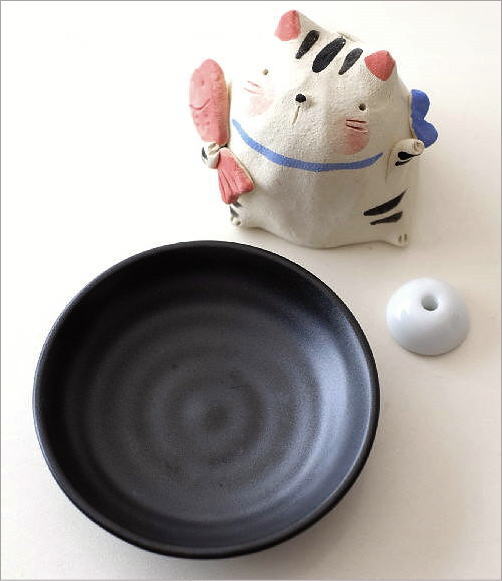 陶器の赤鯛猫 香炉(6)
