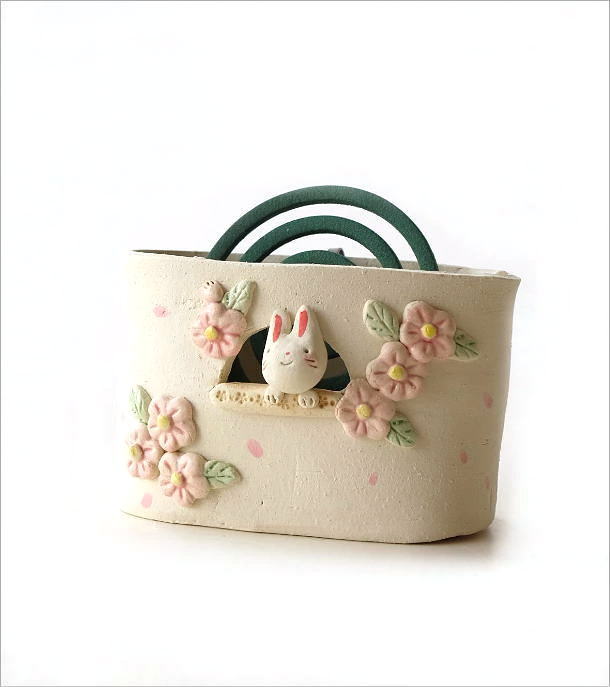 蚊取り線香入れ おしゃれ 陶器 うさぎ ウサギ 蚊遣り 蚊遣り器 かわいい 陶器の手作り蚊遣り うさぎ線香鉢 [ksn4651] ギギliving