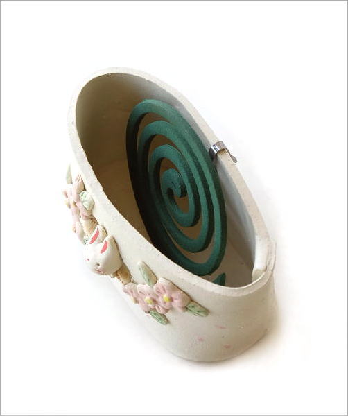陶器の手作り蚊遣り うさぎ線香鉢(3)