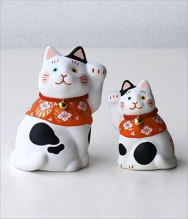 吉祥花帯 三毛猫の招き猫 2個セット(7)
