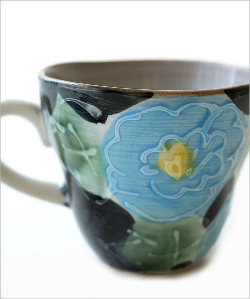一珍コーヒー碗皿 青い牡丹(2)