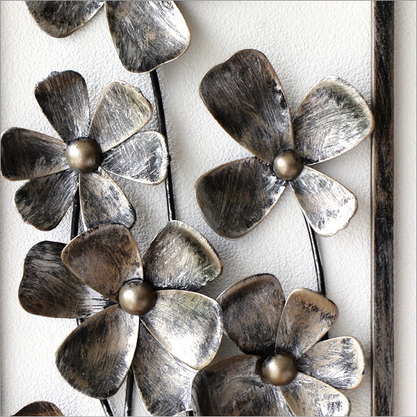 壁飾り インテリア 壁掛け アイアン 花 アートパネル 縦長 立体