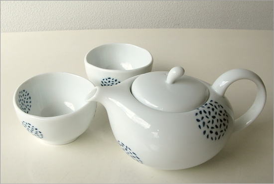 粒丸紋ポット煎茶碗付き