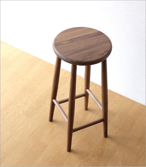 スツール 木製 椅子 おしゃれ 丸椅子 無垢 天然木 キッチンスツール カウンターチェア 高さ60cm ナチュラルウッドのハイスツール