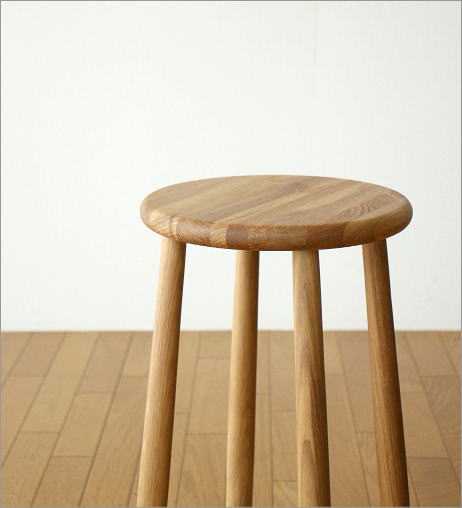 スツール 木製 椅子 おしゃれ 丸椅子 無垢 天然木 キッチンスツール カウンターチェア 高さ60cm ナチュラルウッドのハイスツール オーク Map4646 ギギliving