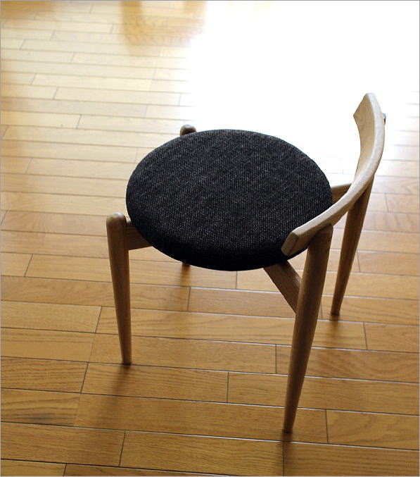 丸椅子 木製 おしゃれ スタッキング スツール チェア 天然木 無垢材 布
