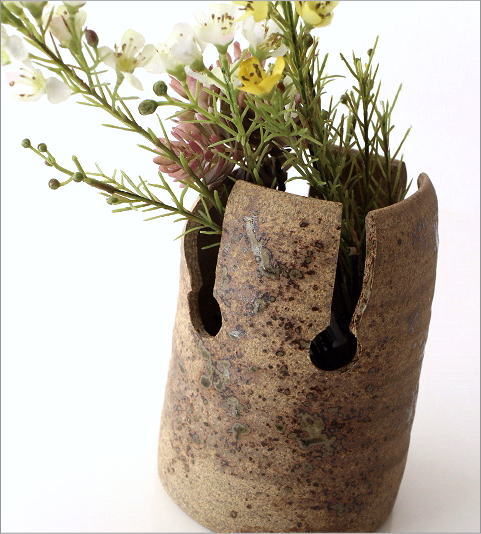 和陶器花入 四方切(2)