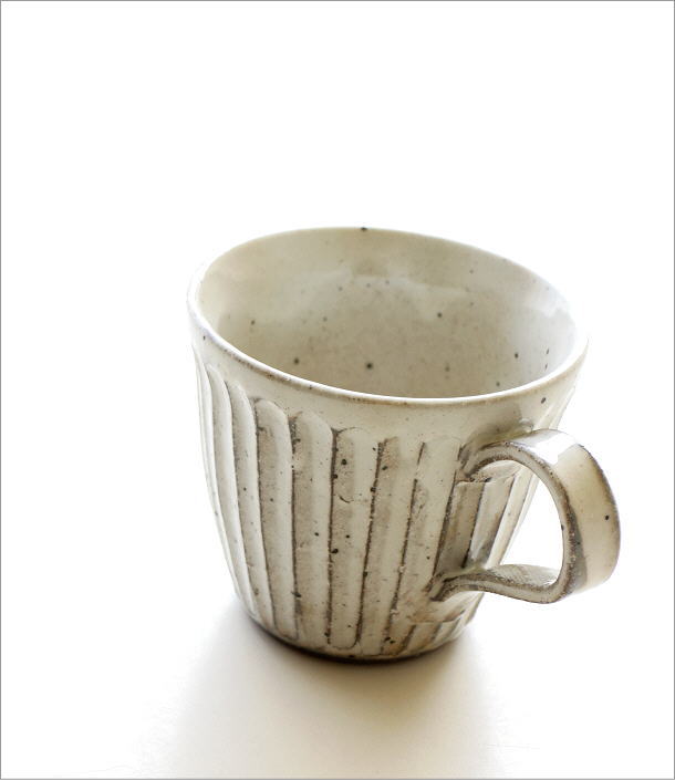 マグカップ おしゃれ 陶器 日本製 瀬戸焼 焼き物 粉引き シンプル モダン 粉引しのぎマグ [mkn3296] | ギギliving