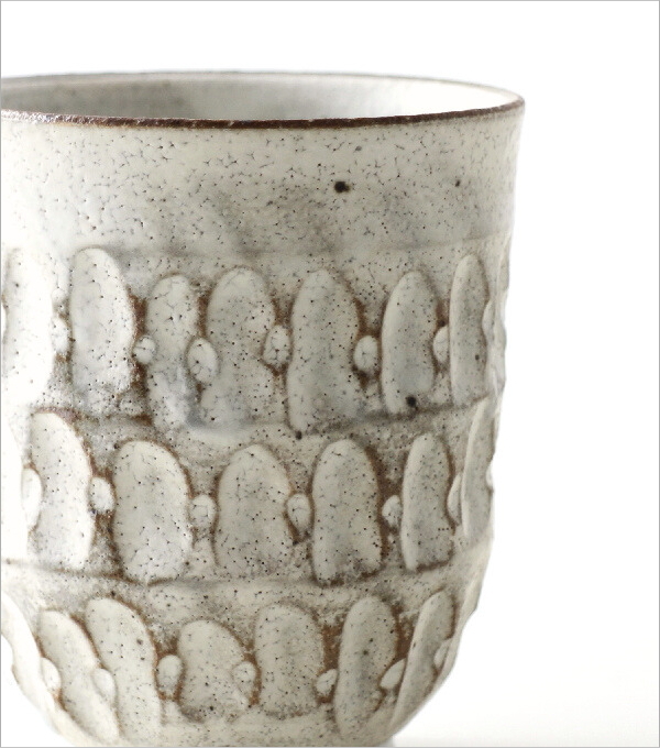 粉引 重ね彫 湯のみ(3)