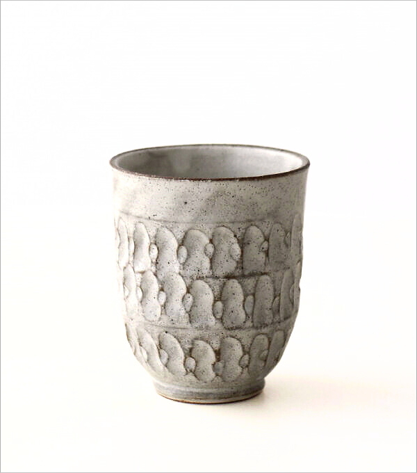 粉引 重ね彫 湯のみ(4)