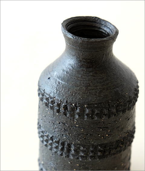 黒土 筒型 花入れ(2)