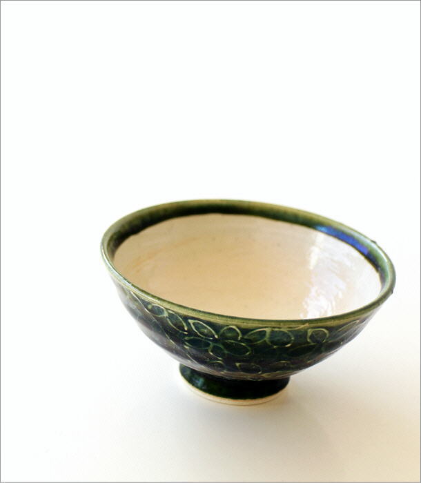 花飾り 織部 ご飯茶碗(1)