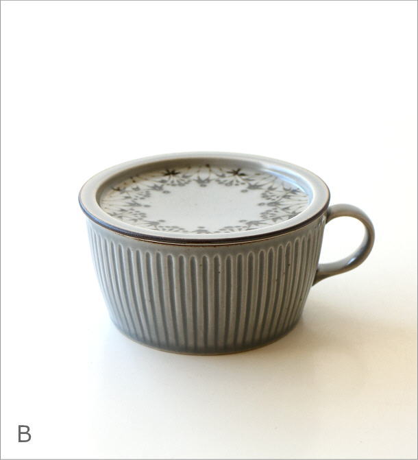 ダマスクフラワー蓋付きスープカップ 2カラー(7)