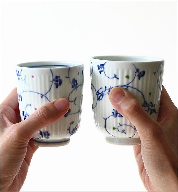 ブルーアラベスク 湯呑茶碗大小セット(4)