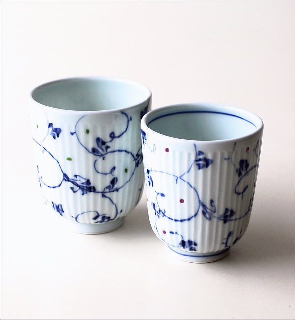ブルーアラベスク 湯呑茶碗大小セット(5)