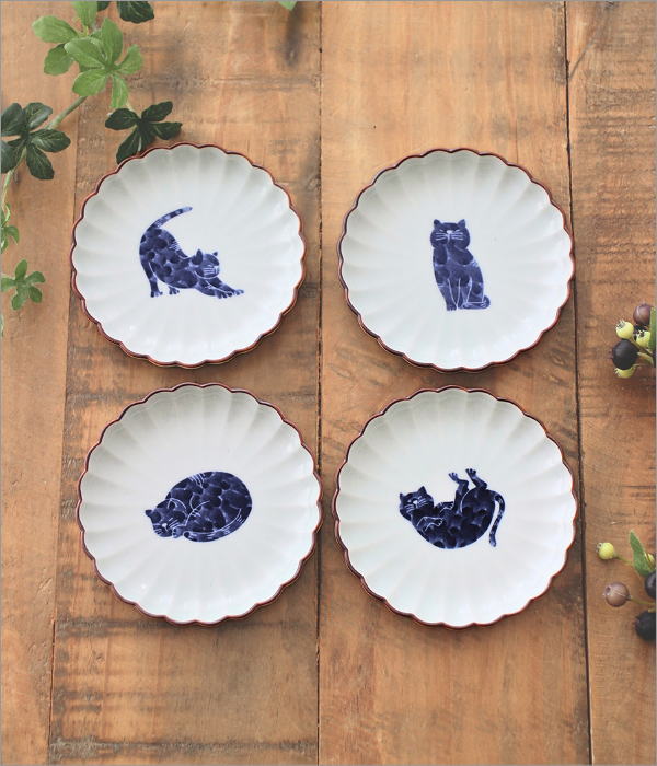 ねこ菊割3.5寸皿 4タイプ(1)