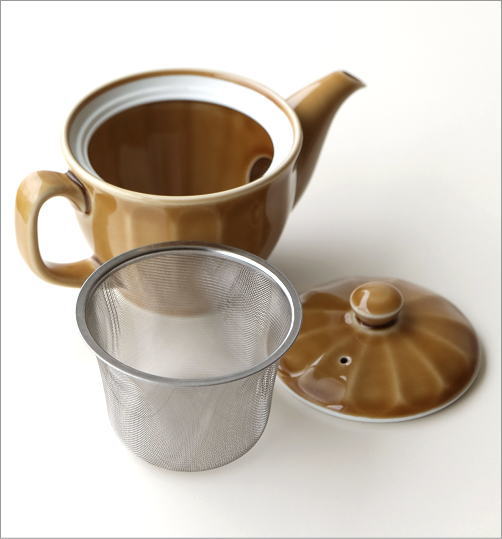 ティーポット おしゃれ かわいい 陶器 茶こし付き 日本製 有田焼 色釉面取りポット 琥珀 Msg7404 ギギliving