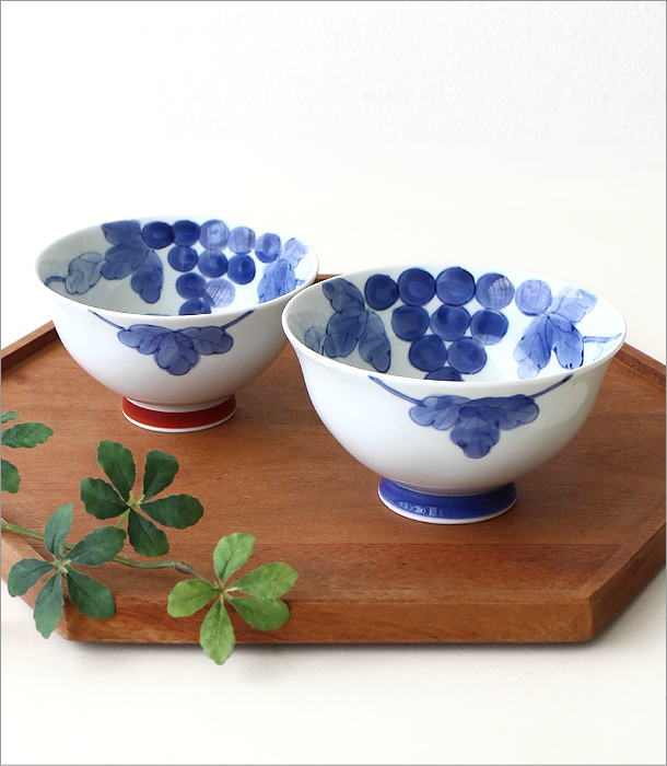 染付ブドウ 大小ご飯茶碗 セット(1)