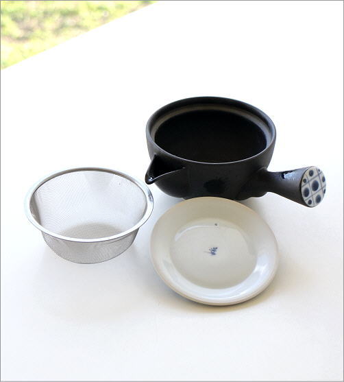 黒焼〆格子割水玉 急須(3)