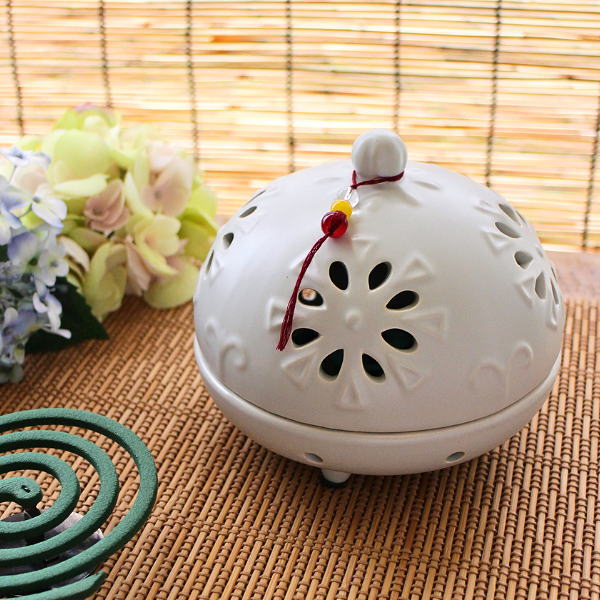 陶器の蚊遣り クレマチス ホワイト