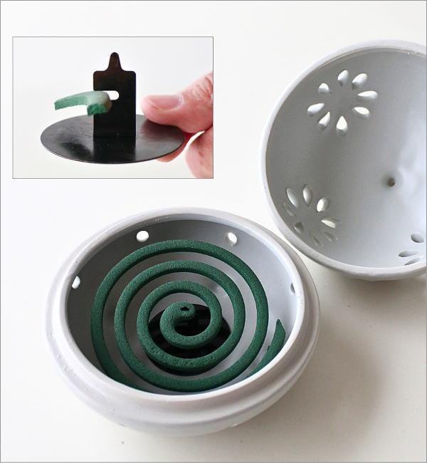 陶器の蚊遣り クレマチス ホワイト(4)