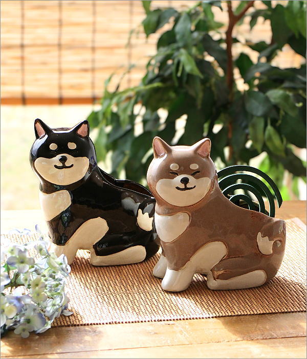 陶器の蚊遣り 柴犬 2カラー(1)