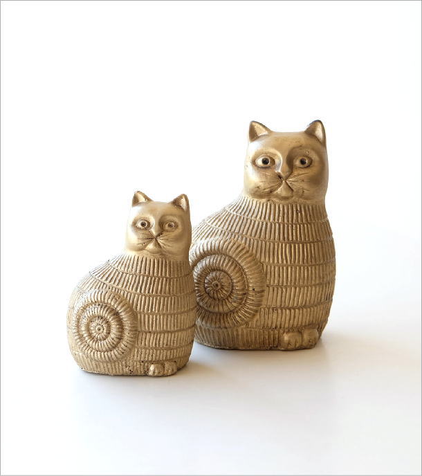 ゴールドキャットのオブジェ 2サイズセット(1)